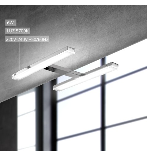 Aplique espejo baño luz led blanca 28 cm 5700K PEGASUS Aplique espejo baño luz led blanca 28 cm 5700K PEGASUS