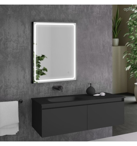Espejo rectangular con luz led blanca y marco negro MIA BLACK