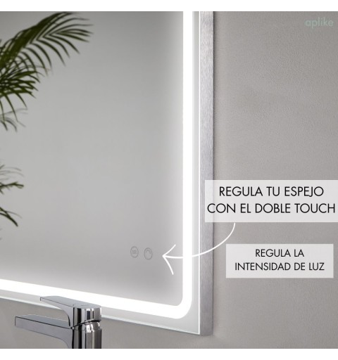 Espejo de baño con luz LED y antivaho rectangular | Aplike