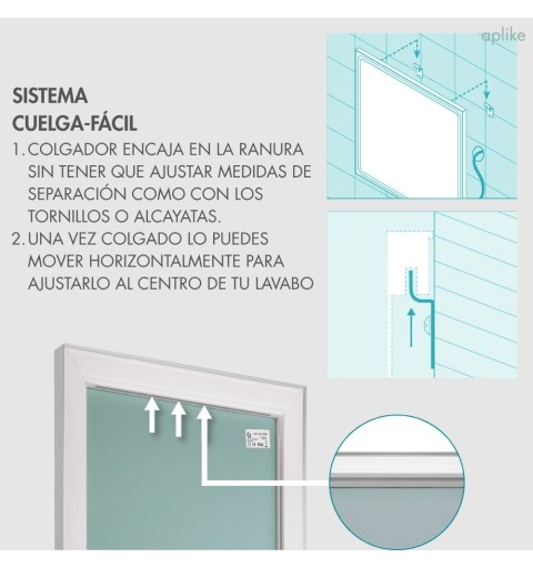 Espejo de baño con luz LED y antivaho rectangular | Aplike