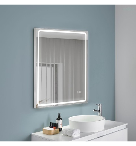 Espejo de baño con luz LED y antivaho rectangular | Aplike