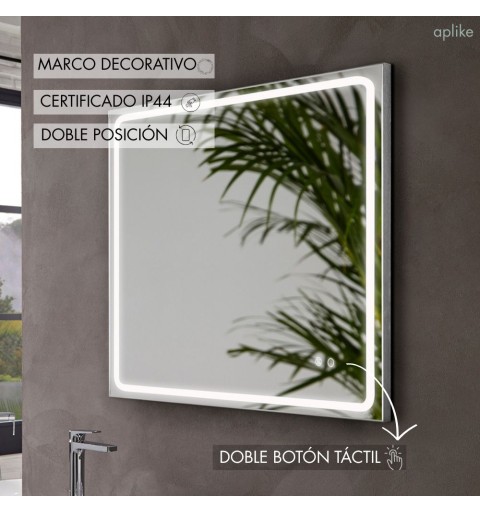 Espejo de baño con luz LED y antivaho rectangular | Aplike