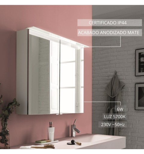 Aplique visera espejo baño luz led blanca medidas 60 cm ADELE