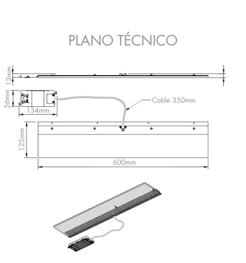 Aplique visera espejo baño luz led blanca medidas 60 cm ADELE