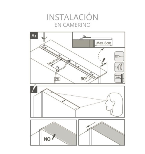 Aplique visera espejo baño luz led blanca medidas 60 cm ADELE
