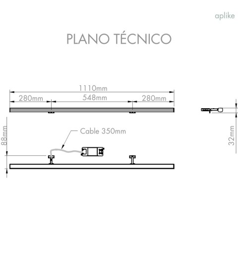 Aplique espejo baño luz led fría medidas 111cm VENUS