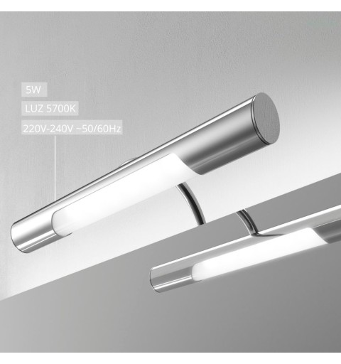 Aplique espejo baño luz led blanca 28.4cm varios colores ALTA