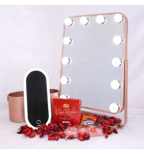 Espejo de Maquillaje con Luz LED | De Sobremesa 48x35 cm