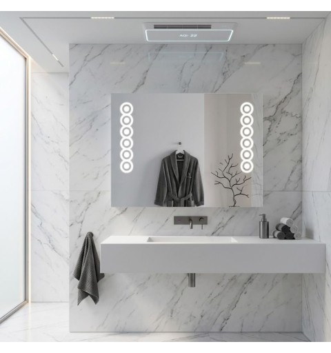 Espejo rectangular con luz led blanca circular con marco lateral de aluminio CIRCULOS