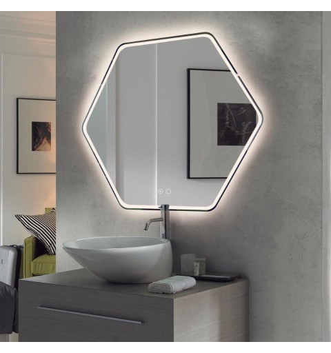 Espejo hexagonal con luz led 4000K 79 cm x 70 cm MARBELLA