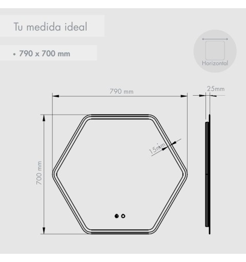Espejo hexagonal con luz led 4000K 79 cm x 70 cm MARBELLA