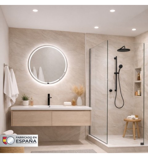 Espejo rectangular con iluminación led blanca Escudo Real Madrid 75cm  REAL MADRID EQUIPO