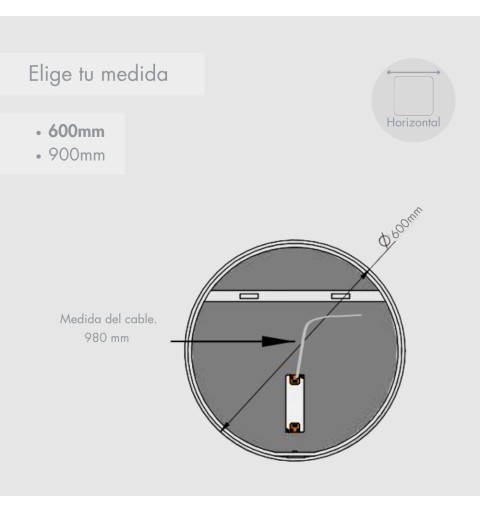 Espejo redondo retroiluminado con luz led neutra 60cm/90cm