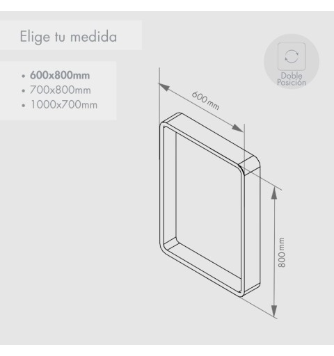 Espejo rectangular con luz blanca de 60 cm x 80 cm MIA FRAME