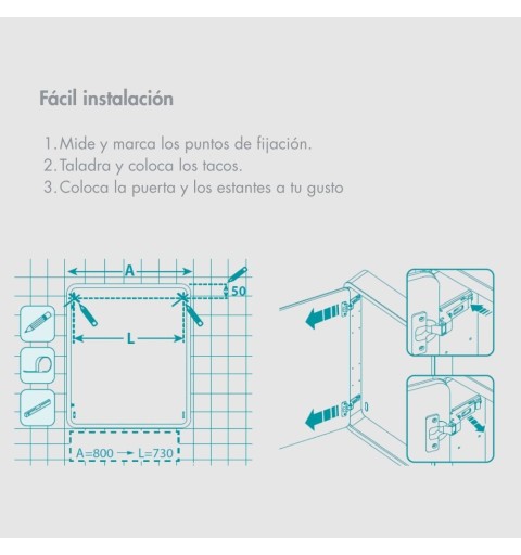 Espejo camerino con luz led 80 cm x 70 cm MIA ORGANIZER