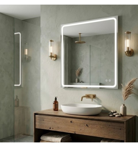 Espejo de baño con luz LED y antivaho rectangular | Aplike