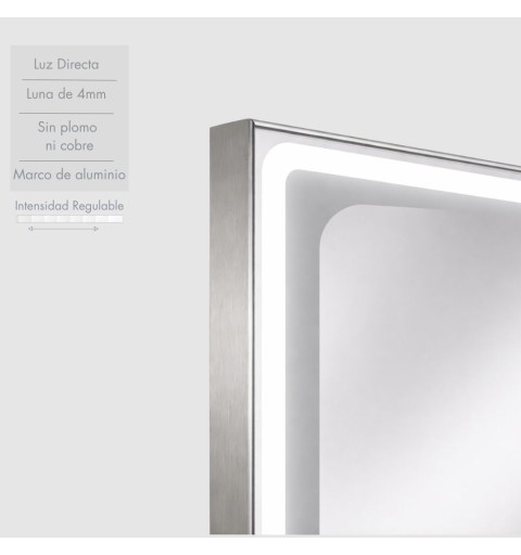 Espejo de baño con luz LED y antivaho rectangular | Aplike