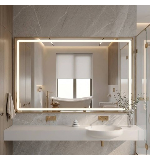 Espejo de baño con luz LED y antivaho rectangular | Aplike