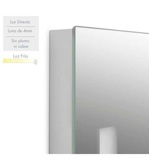 Espejo led 5700K con marco de aluminio 100 cm x 80 cm NIZA