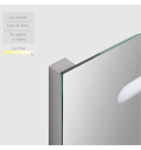 Espejo LED para baño con antivaho, 2puertos usb y 2 sensores táctiles