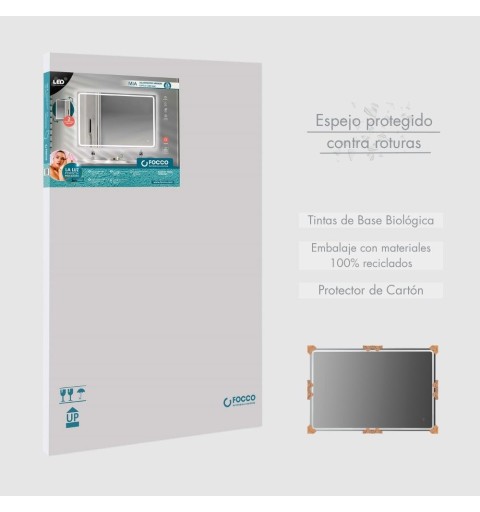 Espejo rectangular con marco negro, con antivaho e intensidad y temperatura de luz regulable Varias medidas MIA PLUS BLACK