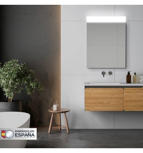 Espejo rectangular con luz LED frontal superior modelo Berlín