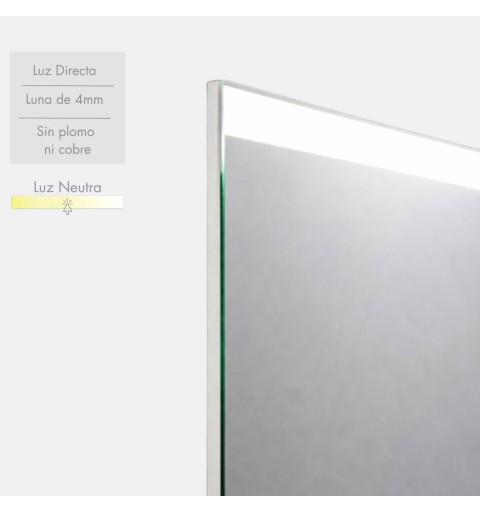 Espejo rectangular con luz LED frontal superior modelo Berlín