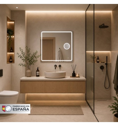 Espejo baño Rectangular LED blanca 5700K con espejo de aumento Varias Medidas MIA ZOOM