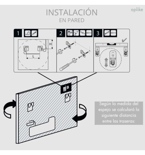 Espejo rectangular con luz led blanca en varias medidas KIOTO