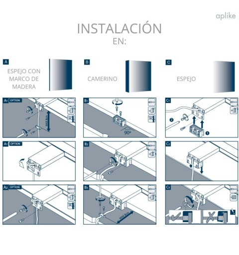 Aplique espejo baño luz led Cromo 5700K Varias medidas ERIS