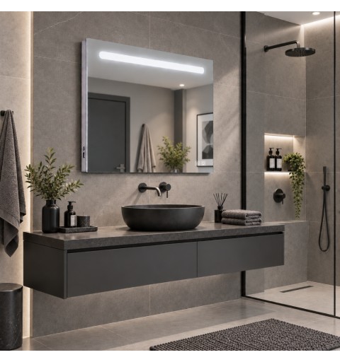 Espejo LED para baño con antivaho, 2puertos usb y 2 sensores táctiles