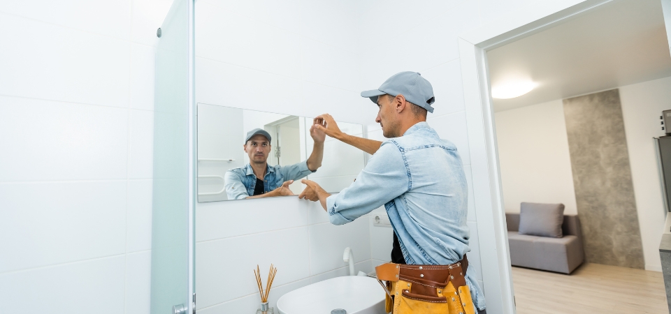 como colgar un espejo sobre la pared